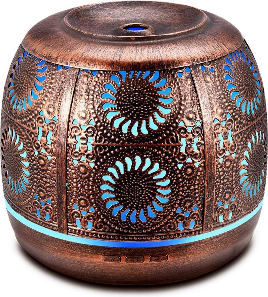 YONO Aroma Diffuser met LED verlichting - Verstuiver voor Etherische Olie - Geurverspreider - Vernevelaar - Brons Metaal - 500ML