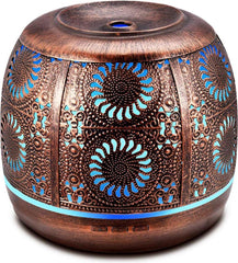 YONO Aroma Diffuser met LED verlichting - Verstuiver voor Etherische Olie - Geurverspreider - Vernevelaar - Brons Metaal - 500ML