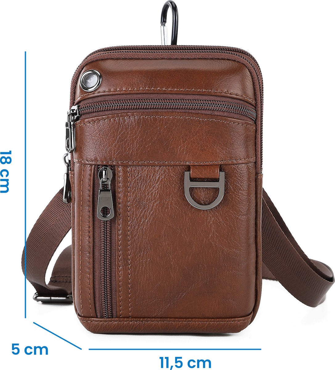 YONO Telefoontasje Leer - Crossbody Schouder Tas - Bruin