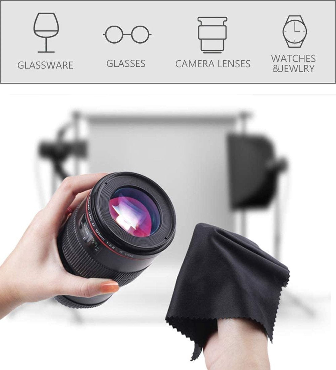 Microvezeldoekjes Camera Schoonmaakdoekjes voor Beeldschermen en Lenzen – Camera Laptop Tablets Telefoon – 6 pack