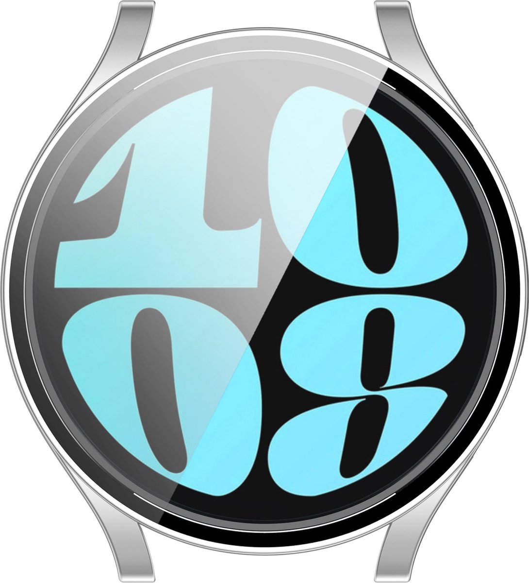 YONO Bumper geschikt voor Samsung Galaxy Watch 6 - 44mm - Screen Protector Hoesje - Full Cover Case - Zilver