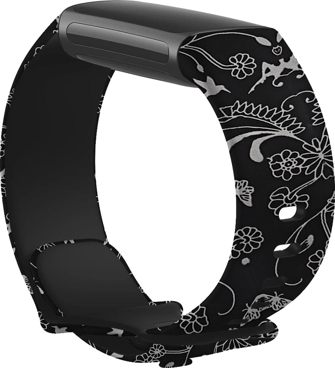 YONO Special Siliconen Bandje geschikt voor Fitbit Charge 5 / 6 - Bloemen - Large