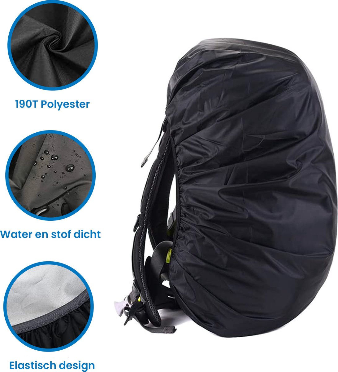 YONO Regenhoes Backpack Waterdicht - Reflecterende Rugzak Hoes Vliegtuig - 71 tot 80 Liter - Zwart - XXL