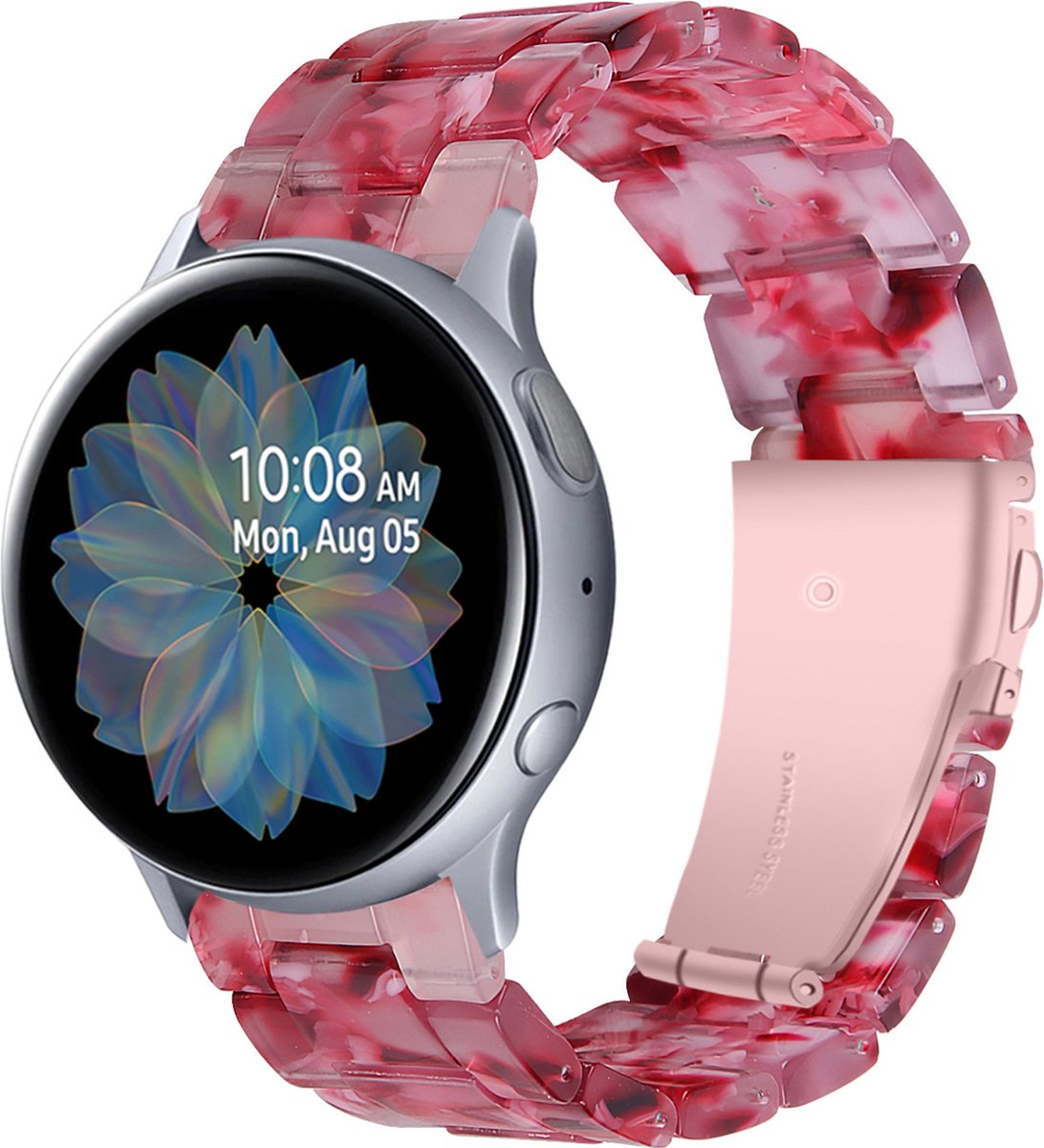 YONO Resin Schakel Bandje 20mm - Horlogebandje geschikt voor Samsung Galaxy Watch 7/6/5 / Pro / 4 / 3 / Active 2 - Polar Ignite / Unite – Huawei - Rose