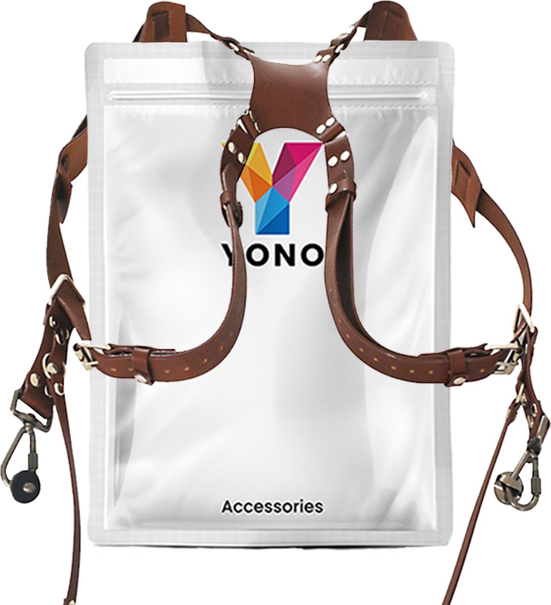 YONO Lederen Camera Harnas voor Systeemcamera - Dual Strap Camera Riem - Geschikt voor DSLR Canon / Nikon / Sony - Leer Bruin