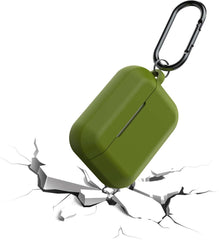 YONO Siliconen Hoesje geschikt voor Apple Airpods Pro 1 / 2 - Met Clip - Leger Groen