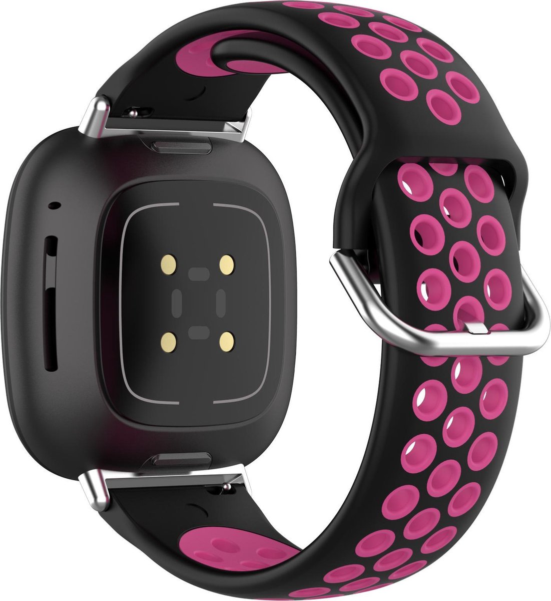 YONO Bandje geschikt voor Fitbit Versa 3 / Sense - Sport Air - Zwart / Roze