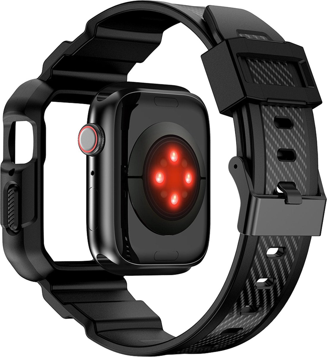 YONO Armor Rugged Bandje geschikt voor Apple Watch - 38 / 40 / 41 mm - Vervangende Armband geschikt voor iWatch Series 8/7/SE/6/5/4/3 - Zwart