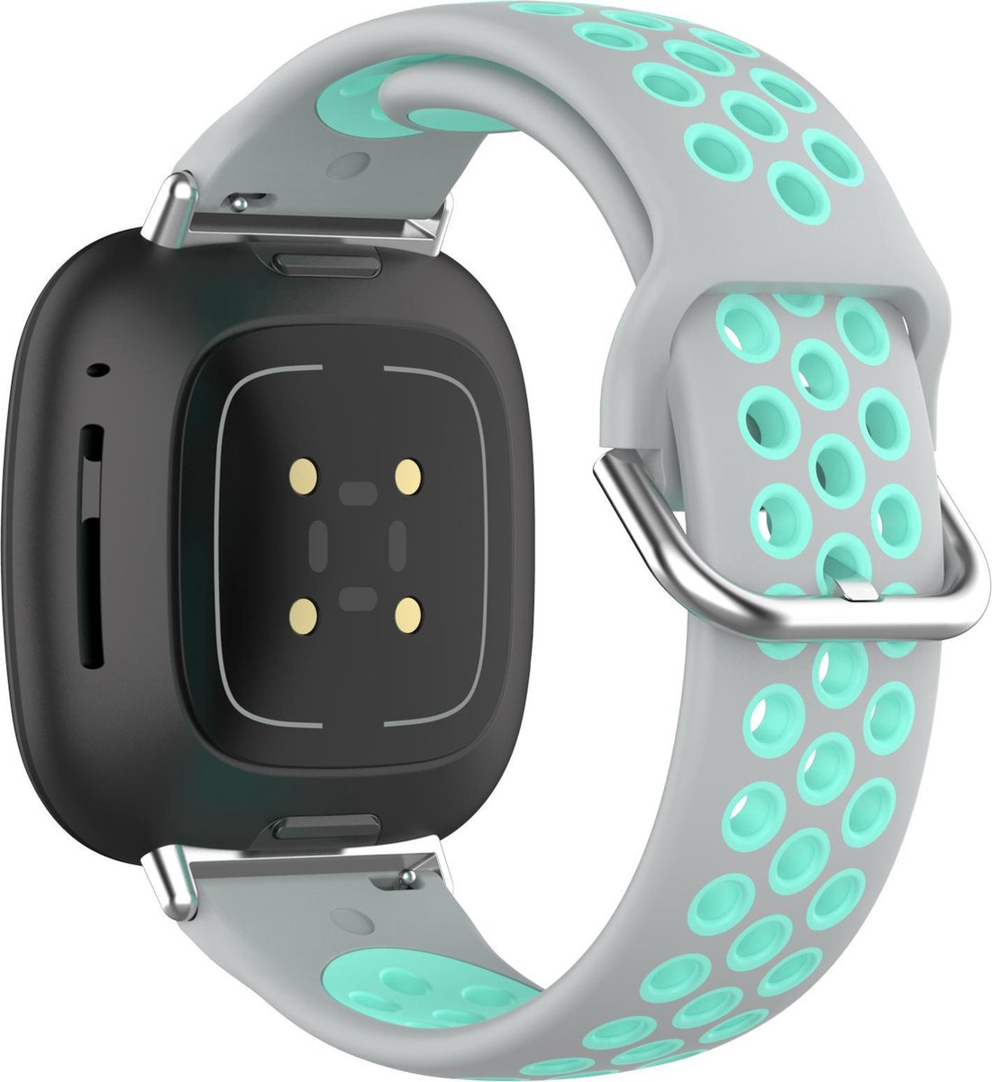 YONO Bandje geschikt voor Fitbit Versa 3 / Sense - Sport Air - Grijs / Turquoise