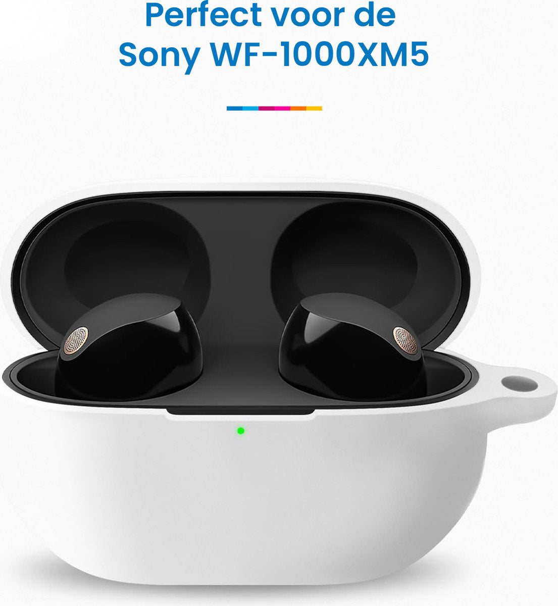 YONO Soft Case geschikt voor Sony WF-1000XM5 - Hoesje met Clip - Wit