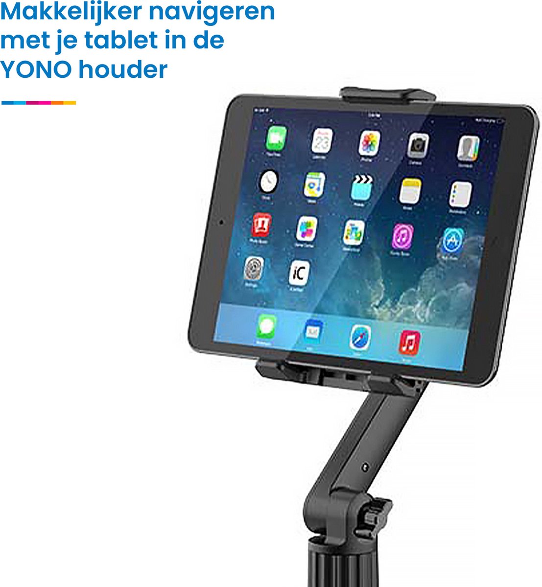 YONO Telefoonhouder voor Auto - Bevestiging in Bekerhouder - Smartphone en Tablet Houder - Verlengbaar en 360 Graden Draaibaar - Zwart