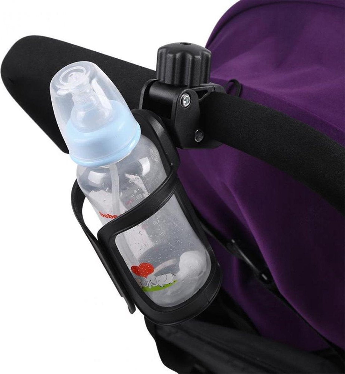 Universele Bekerhouder – Drinkfleshouder Kinderwagen Buggy en Fiets – Bidonhouder ook geschikt voor Joolz – Zwart