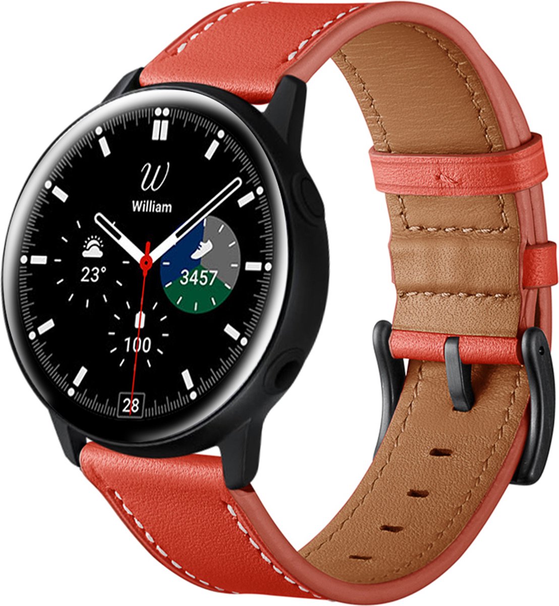YONO Leer Bandje 22mm - Horlogebandje geschikt voor Samsung Galaxy Watch 46mm / 3 (45mm) / Gear s3 - Polar Vantage M2 / Grit X - Garmin Vivoactive 4 / Venu 2 - Huawei Watch GT 3 (pro) / 2 - Amazfit GTR - Rood
