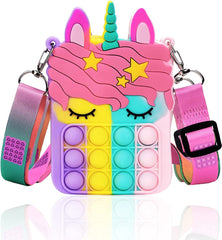 YONO Pop It Schoudertasje Unicorn – Fidget Toys Tasje Eenhoorn voor Meisjes – Handtasje – Regenboog
