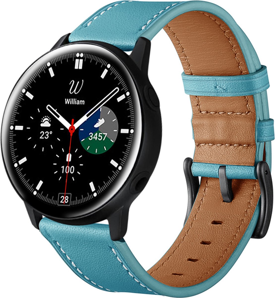 YONO Leer Bandje 22mm - Horlogebandje geschikt voor Samsung Galaxy Watch 46mm / 3 (45mm) / Gear s3 - Polar Vantage M2 / Grit X - Huawei Watch GT 3 (pro) / 2 - Amazfit GTR - Blauw