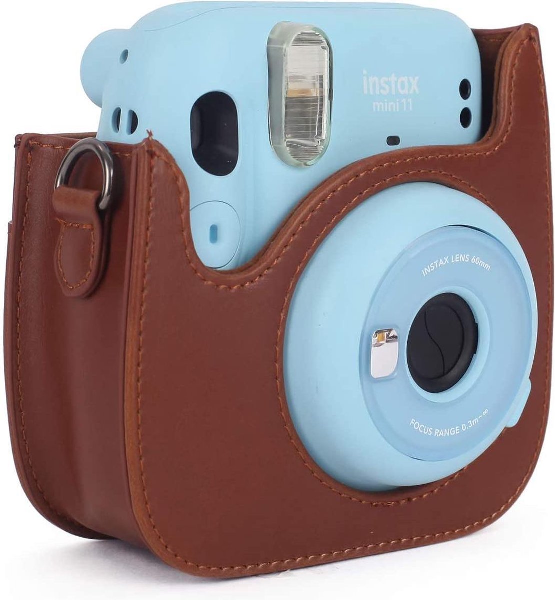 YONO Case geschikt voor Fujifilm Instax Mini 11 / 9 / 8 – Hoesje met Draagriem – Camera Tas - Bruin