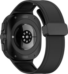 YONO Sport Leren Bandje geschikt voor Samsung Galaxy Watch Ultra 47mm - Siliconen en Leer Hybride Horlogebandje - Zwart