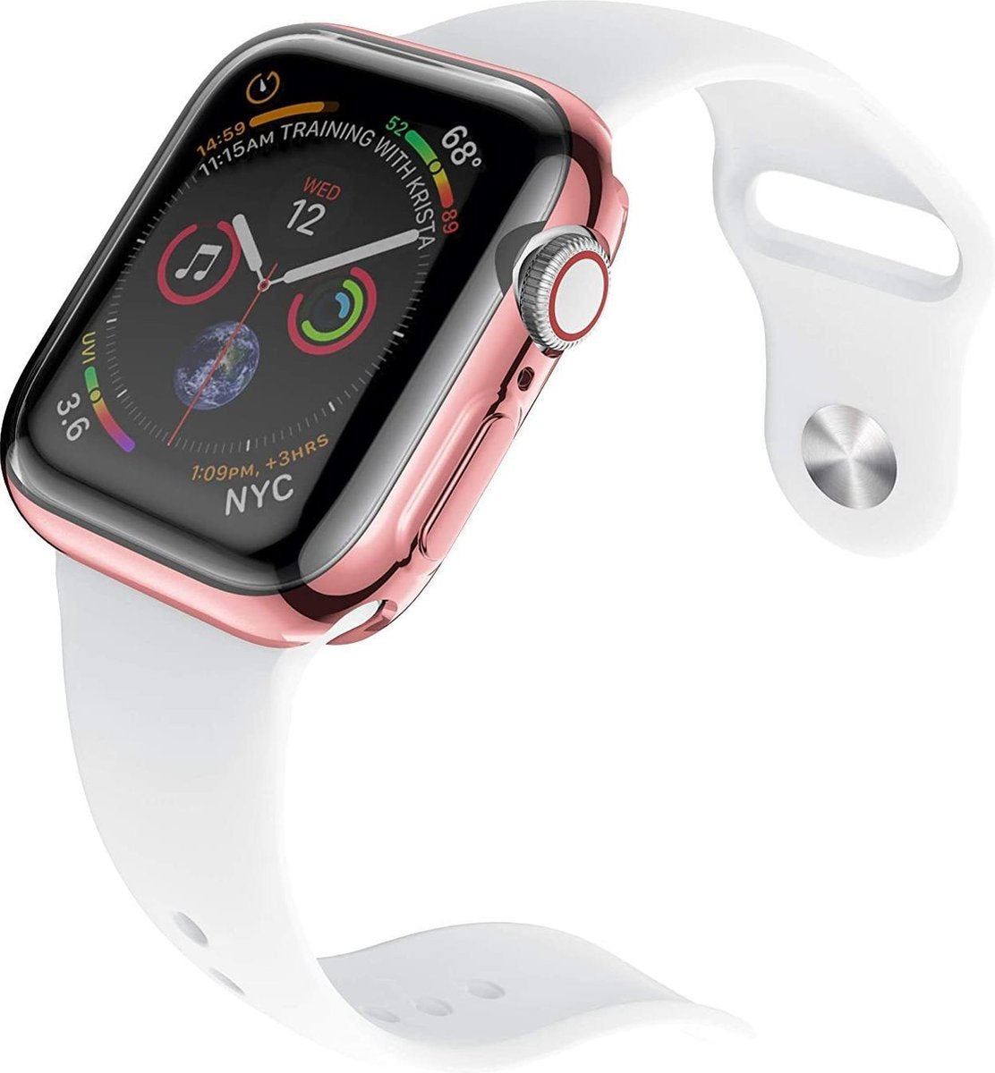 Bumper geschikt voor Apple Watch 40mm series 4/5/6 – Siliconen Case Screenprotector Hoesje – Rose Gold