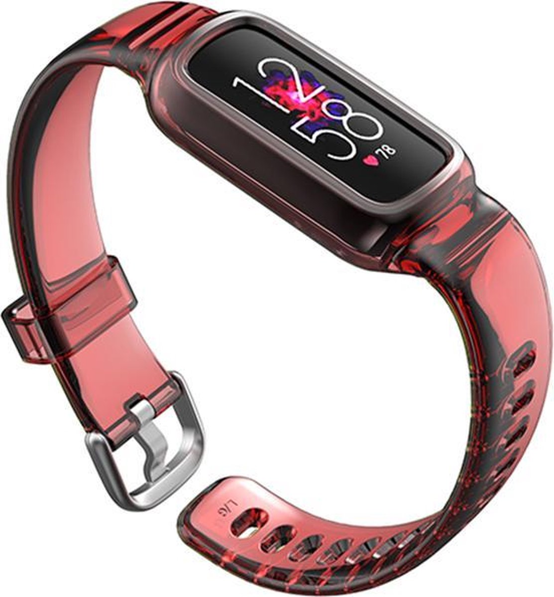 YONO Transparant Bandje geschikt voor Fitbit Luxe Bandje - Vervangende Lucent Armband - Rood