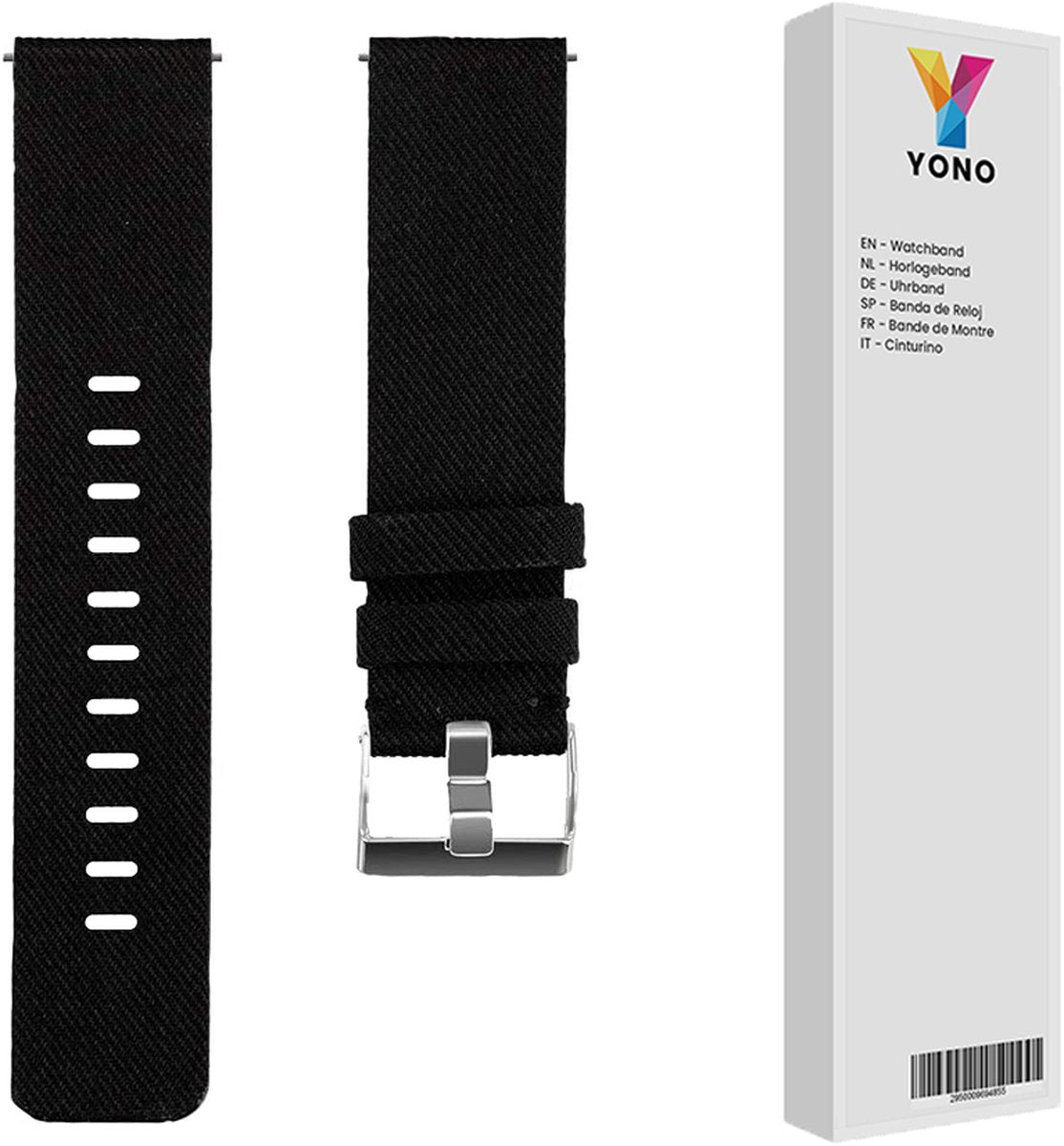 YONO Como Nylon Bandje geschikt voor Fitbit Versa 3 / Sense - Zwart - Small