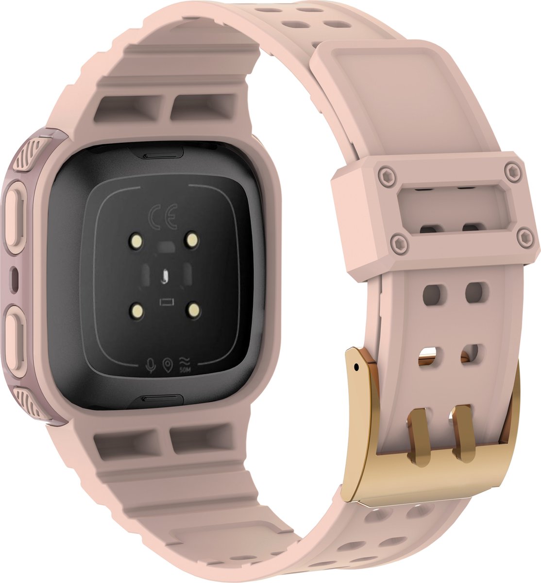 YONO Shock Resist Bandje geschikt voor Fitbit Versa 3 / 4 / Sense - Lichtroze