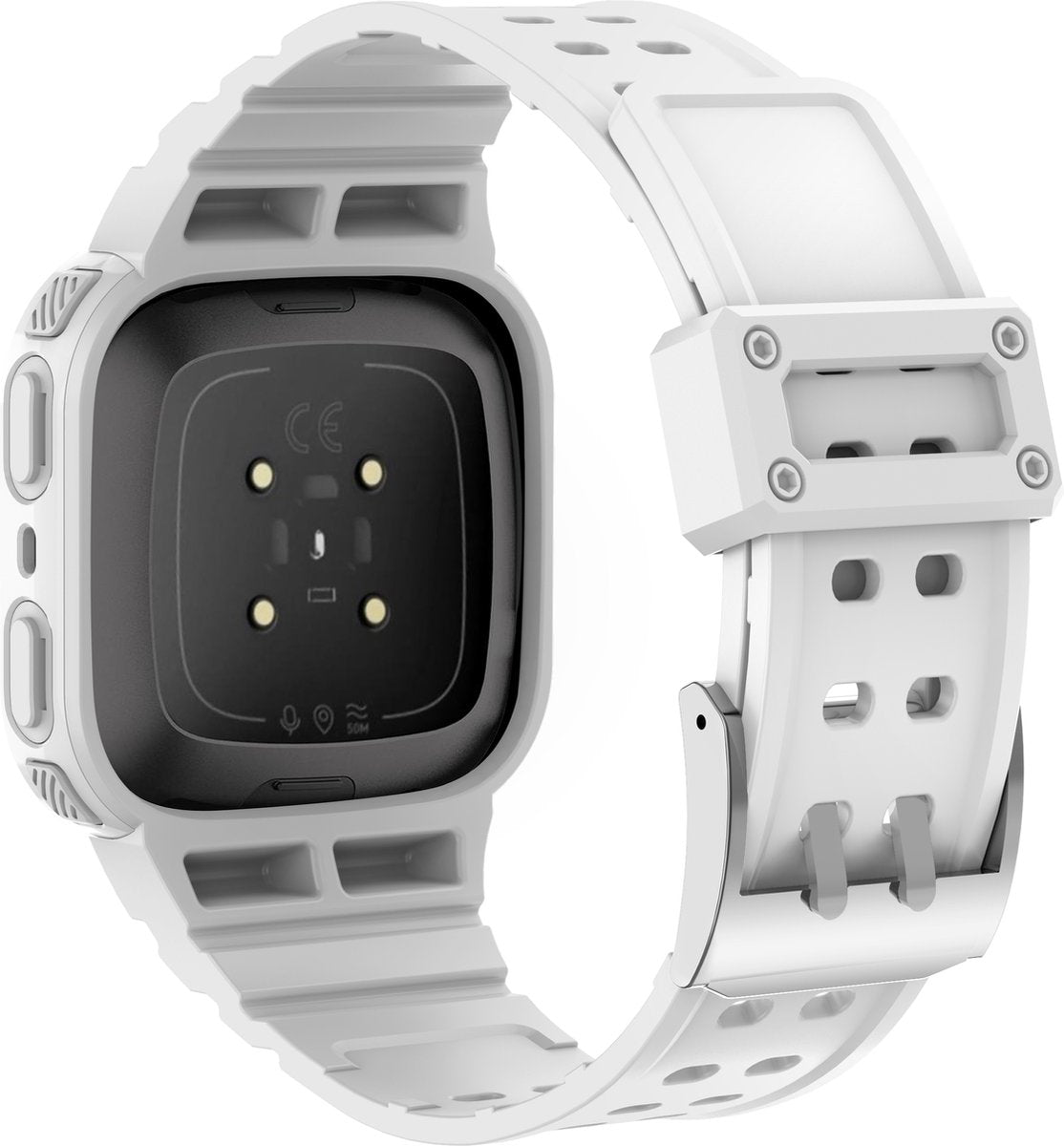YONO Shock Resist Bandje geschikt voor Fitbit Versa 3 / 4 / Sense - Wit