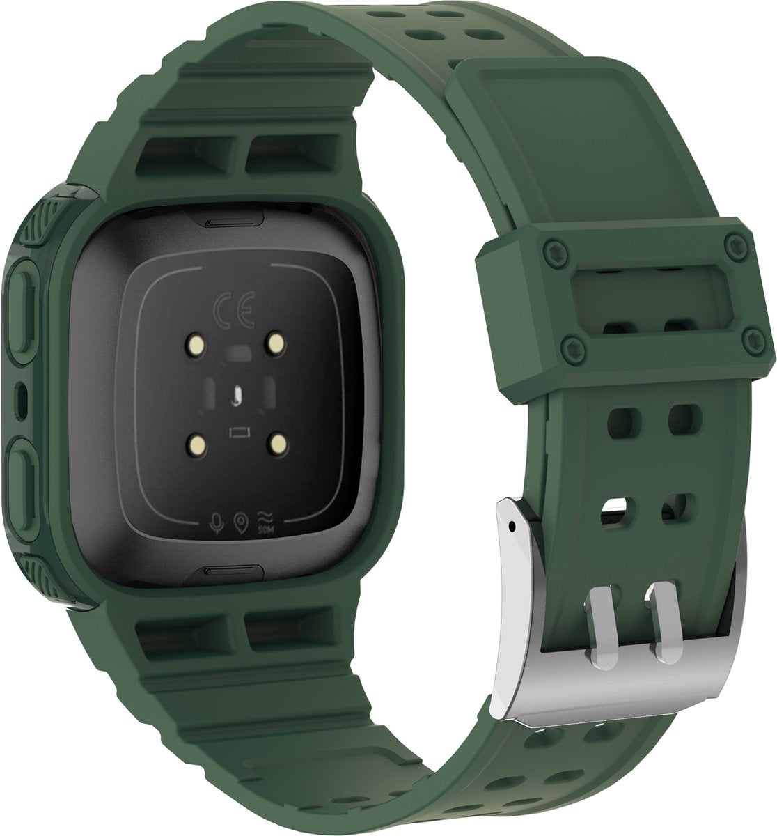 YONO Shock Resist Bandje geschikt voor Fitbit Versa 3 / 4 / Sense - Donkergroen