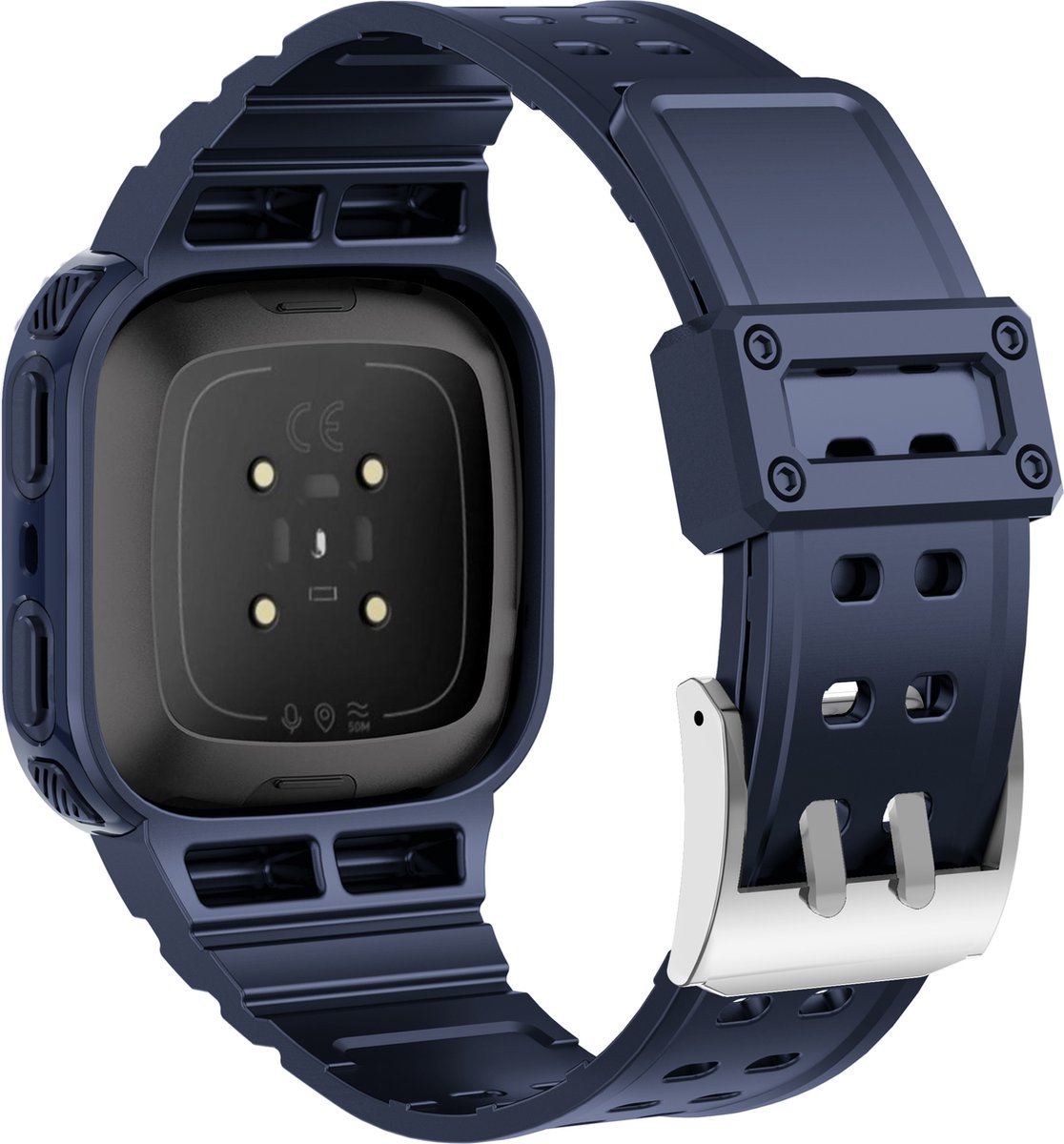 YONO Shock Resist Bandje geschikt voor Fitbit Versa 3 / 4 / Sense - Donkerblauw
