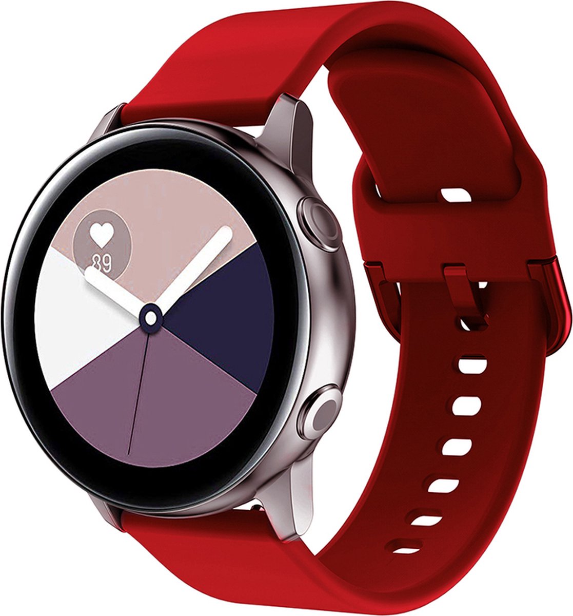 YONO Siliconen Classic Bandje 20mm - Horlogebandje geschikt voor Samsung Galaxy Watch 7/6/5 / Pro / 4 / 3 / Active 2 - Polar Ignite / Unite – Huawei - Rood