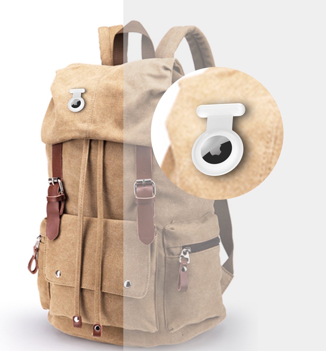 YONO Pin Case geschikt voor Apple AirTag - Hoesje Kind voor Binnenkant Kleding - GPS Tracker Kinderen - Speld Hanger - Siliconen Houder - Wit