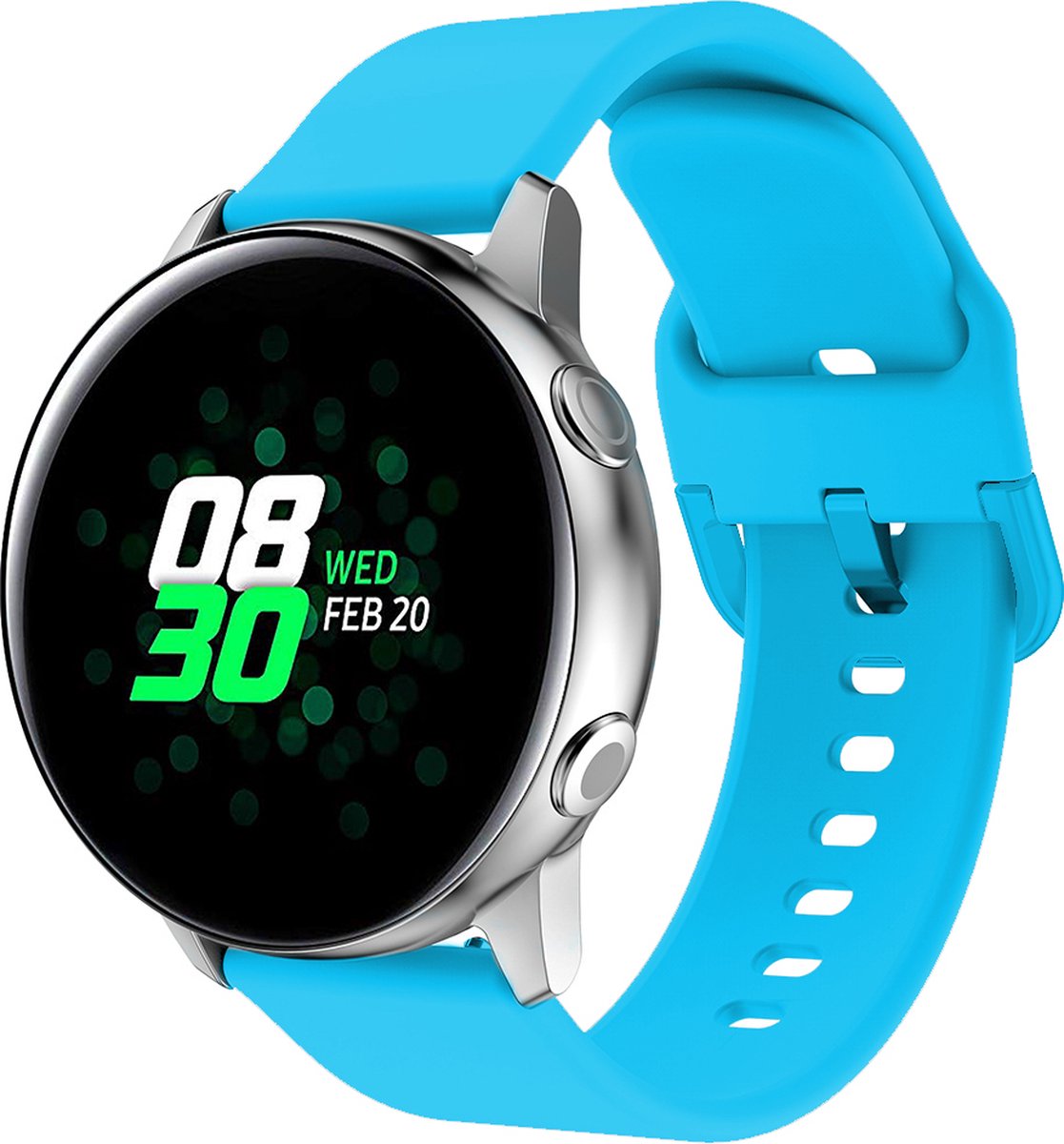 YONO Siliconen Classic Bandje 20mm - Horlogebandje geschikt voor Samsung Galaxy Watch 7/6/5 / Pro / 4 / 3 / Active 2 - Polar Ignite / Unite – Huawei - Blauw