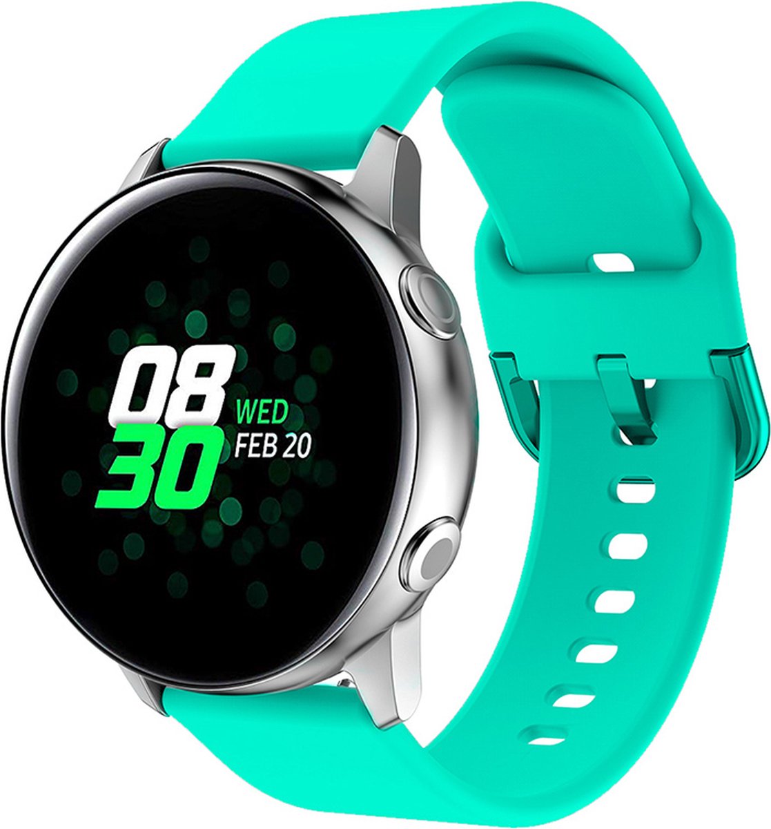 YONO Siliconen Classic Bandje 20mm - Horlogebandje geschikt voor Samsung Galaxy Watch 7/6/5 / Pro / 4 / 3 / Active 2 - Polar Ignite / Unite – Huawei - Turquoise