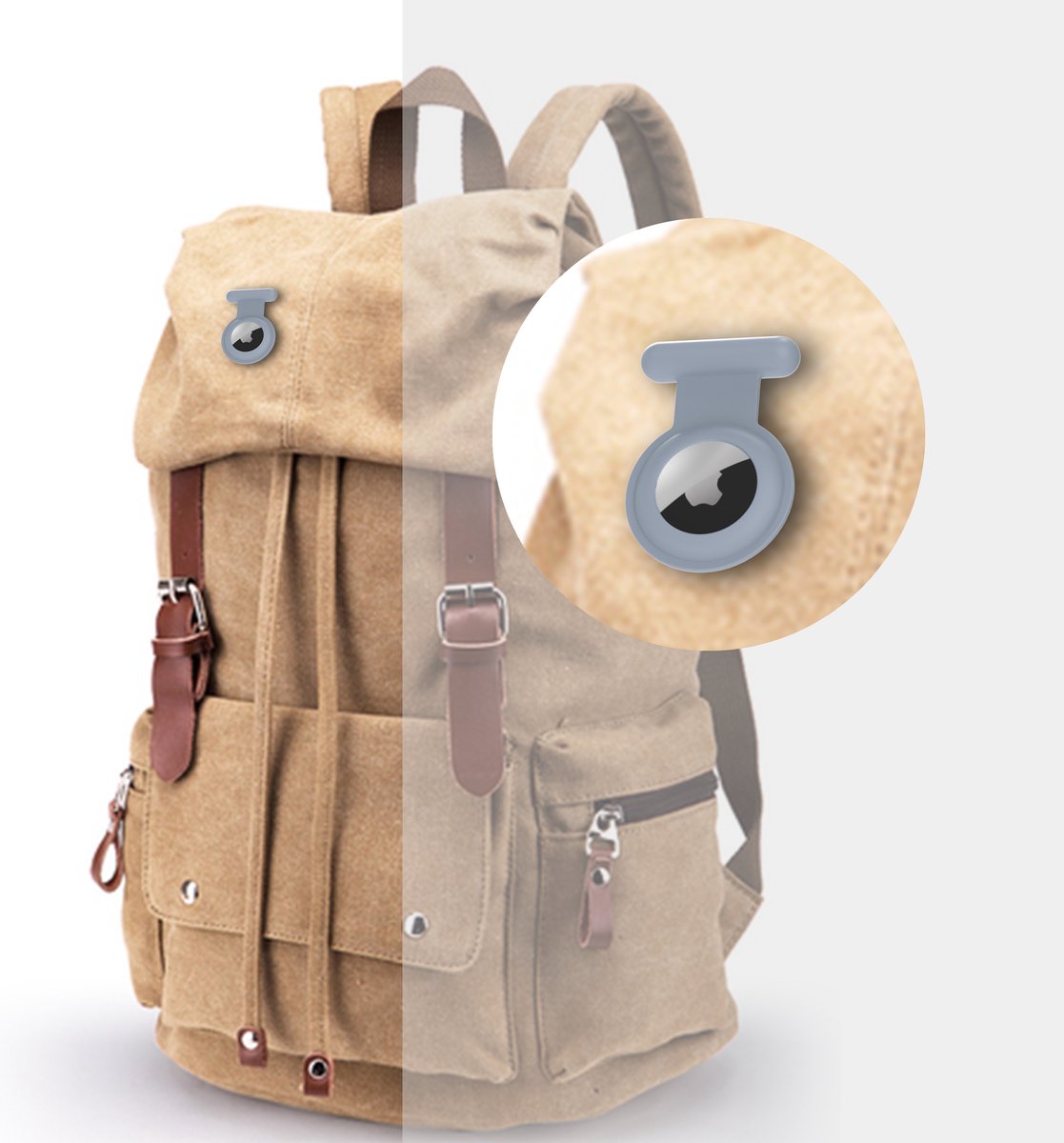 YONO Pin Case geschikt voor Apple AirTag - Hoesje Kind voor Binnenkant Kleding - GPS Tracker Kinderen - Speld Hanger - Siliconen Houder - Grijs