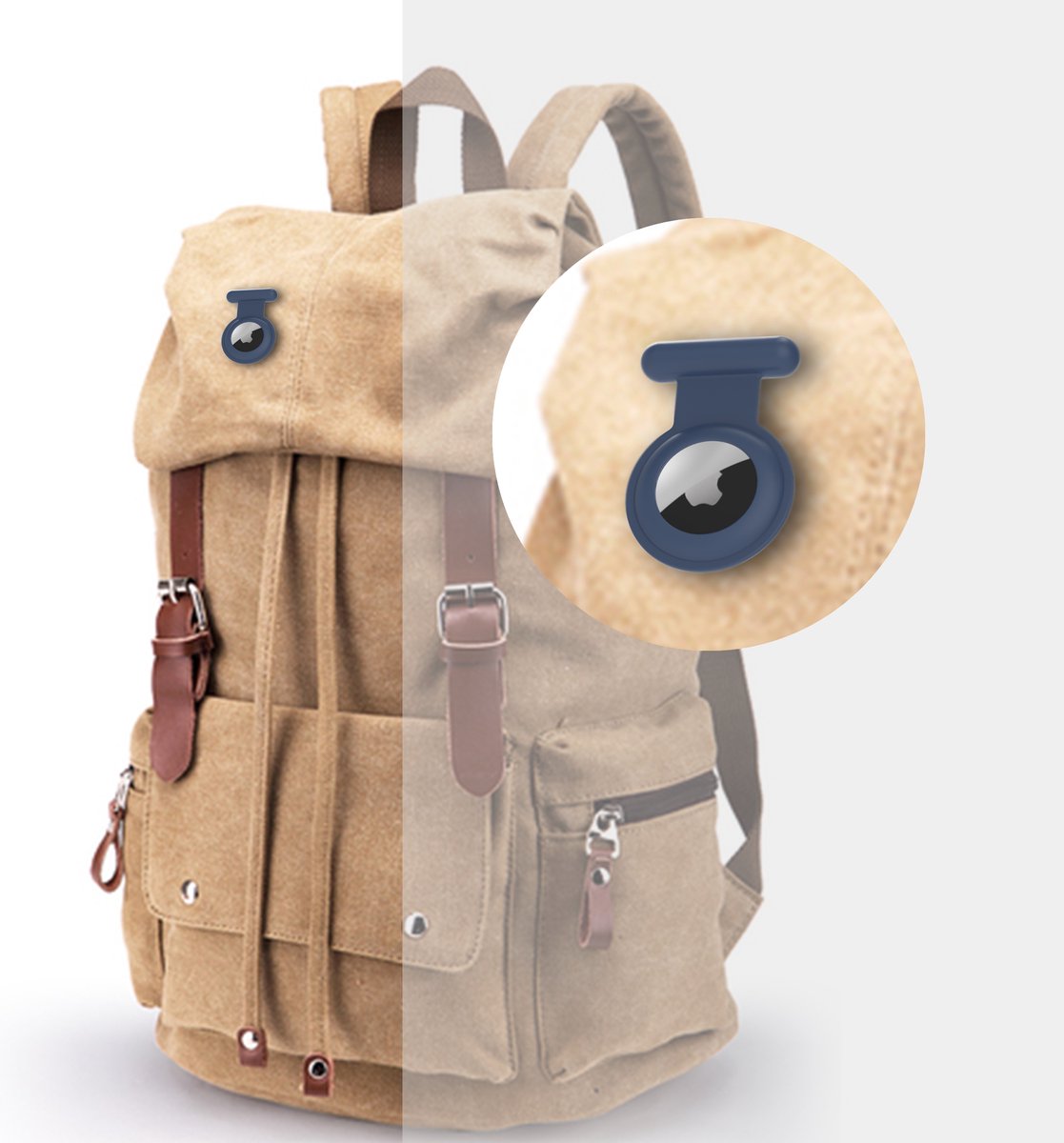 YONO Pin Case geschikt voor Apple AirTag - Hoesje Kind voor Binnenkant Kleding - GPS Tracker Kinderen - Speld Hanger - Siliconen Houder - Donkerblauw