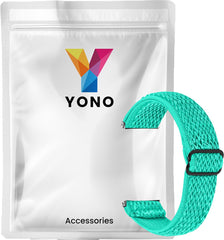YONO Nylon Stretch Bandje geschikt voor Fitbit Versa 4 / Sense 2 - Vervangende Stoffen Armband - Turquoise