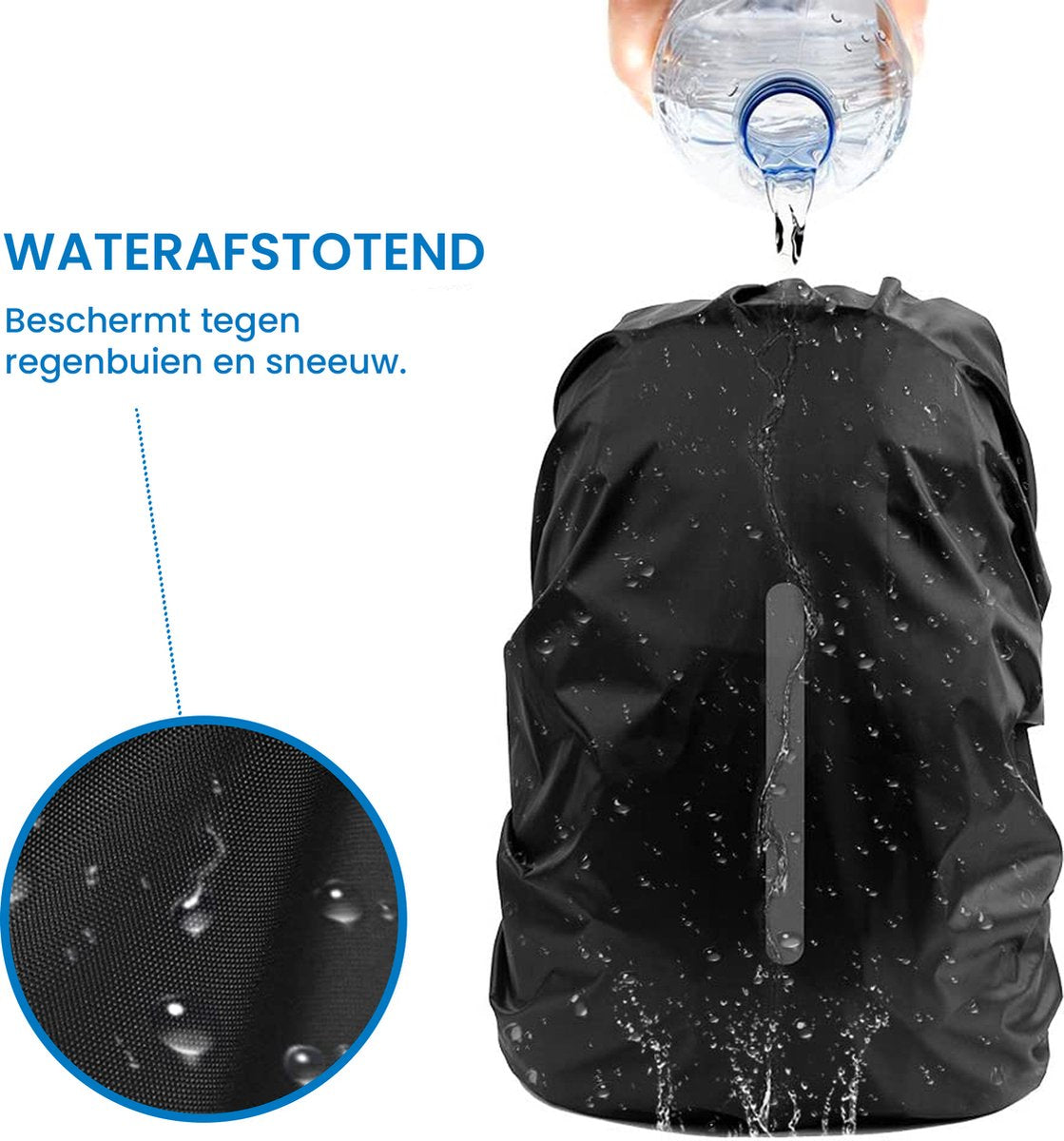 YONO Regenhoes Backpack Waterdicht - Reflecterende Rugzak Hoes Vliegtuig - 71 tot 80 Liter - Zwart - XXL