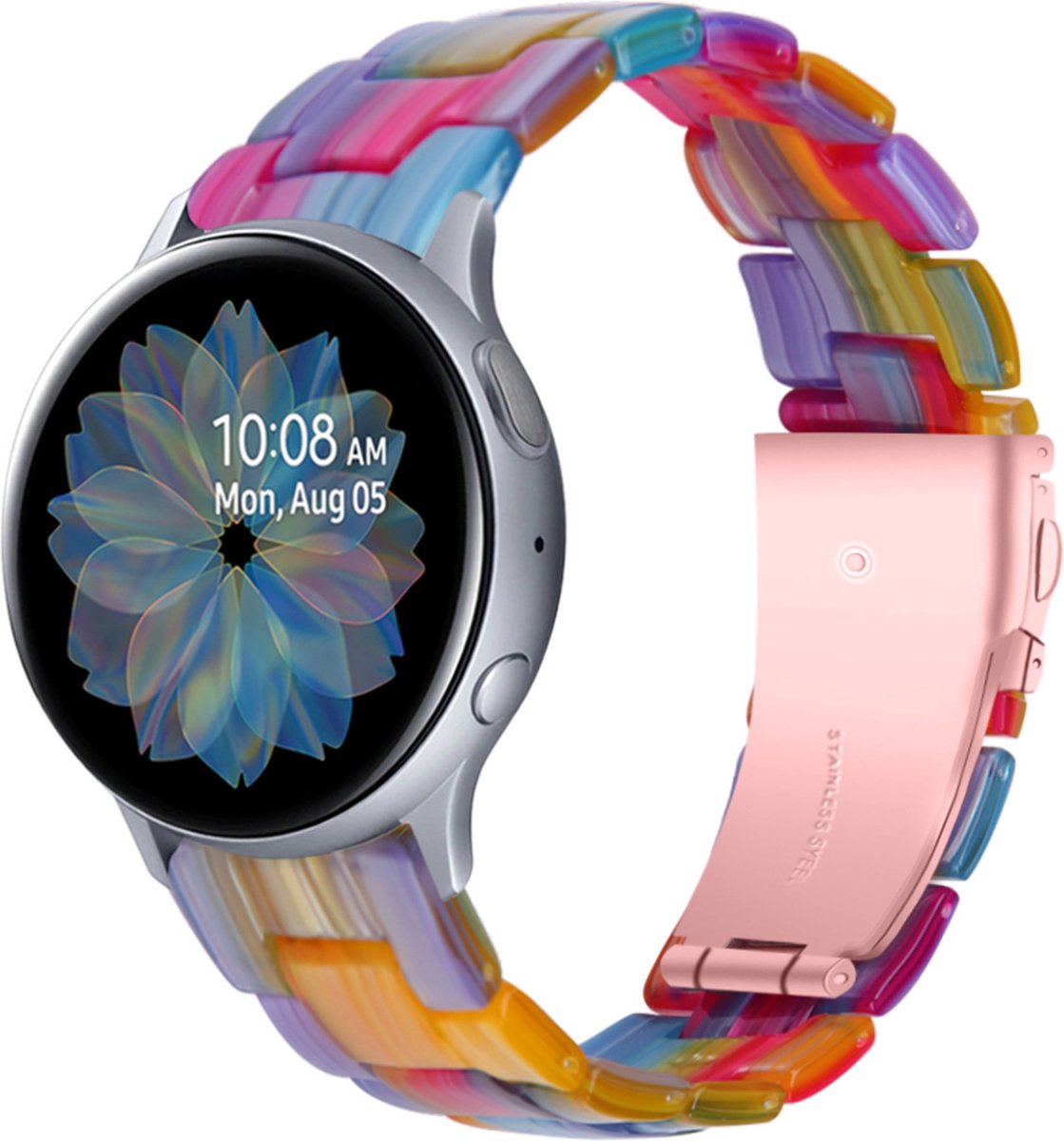 YONO Resin Schakel Bandje 20mm - Horlogebandje geschikt voor Samsung Galaxy Watch 7/6/5 / Pro / 4 / 3 / Active 2 - Garmin Approach / Forerunner / Venu 2 Plus / SQ / Vivomove - Polar Ignite / Unite – Huawei - Multicolour