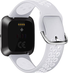 YONO Siliconen Bandje geschikt voor Fitbit Versa 2 - Sport Air - Grijs Wit - Large