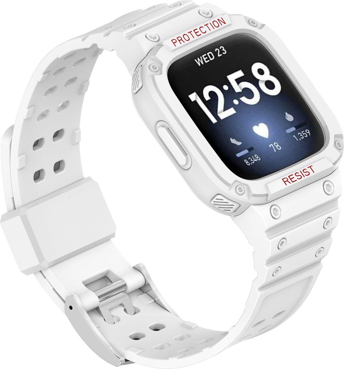 YONO Shock Resist Bandje geschikt voor Fitbit Versa 3 / 4 / Sense - Wit