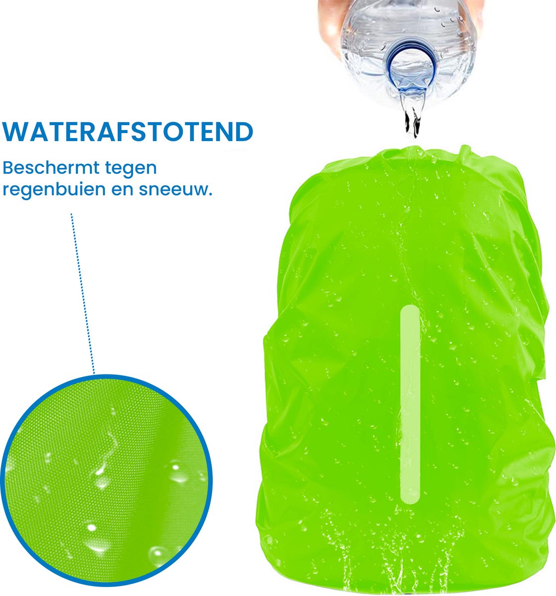 YONO Regenhoes Backpack Waterdicht - Reflecterende Rugzak Hoes Vliegtuig - 60 tot 70 Liter - Fluoriserend - XL
