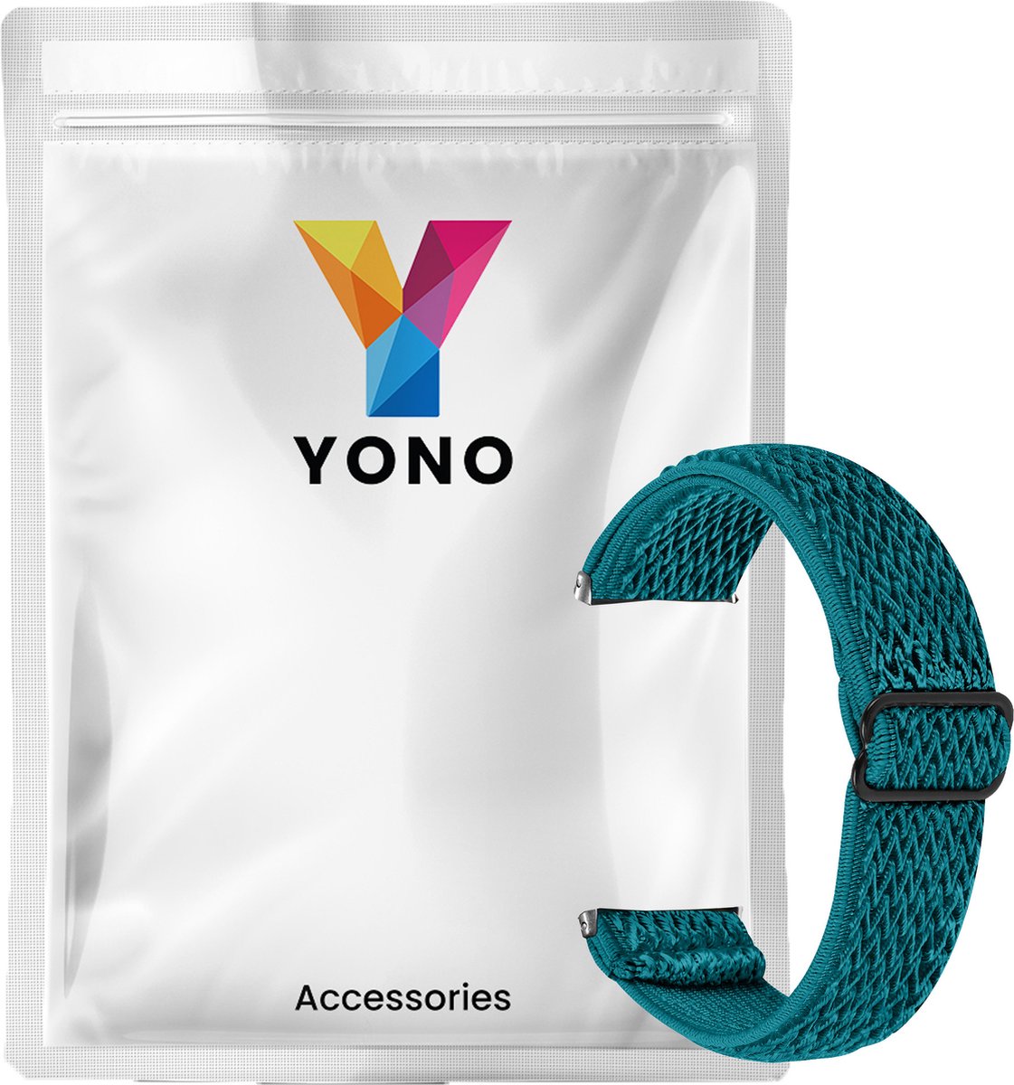 YONO Nylon Stretch Bandje geschikt voor Fitbit Versa 4 / Sense 2 - Vervangende Stoffen Armband - Donkergroen