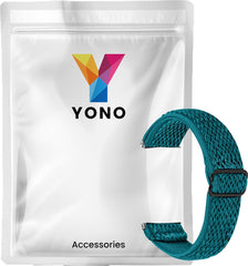 YONO Nylon Stretch Bandje geschikt voor Fitbit Versa 4 / Sense 2 - Vervangende Stoffen Armband - Donkergroen