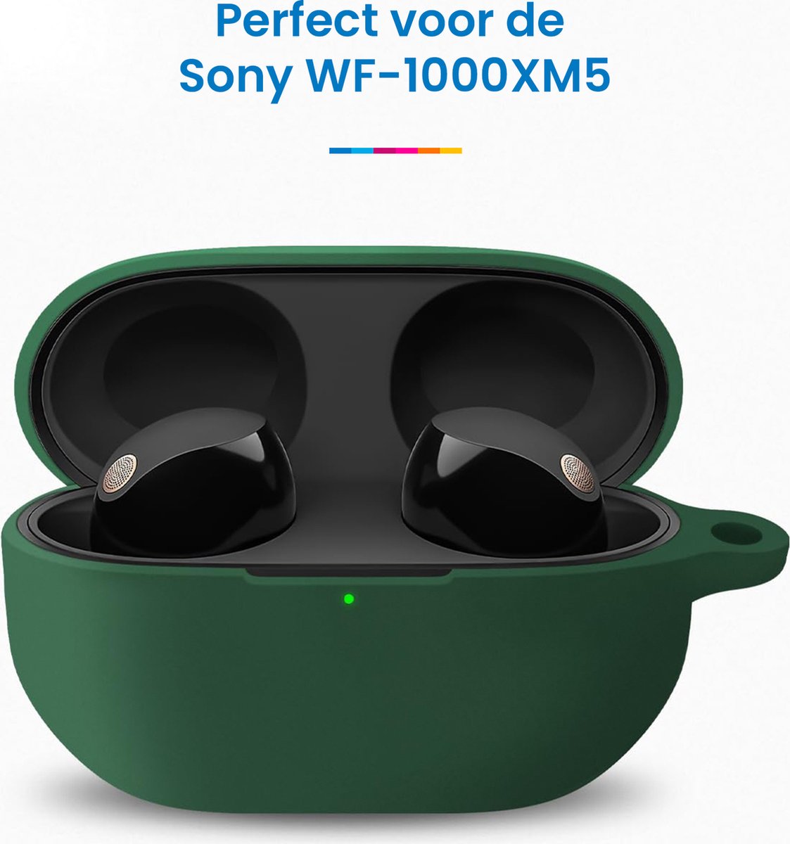 YONO Soft Case geschikt voor Sony WF-1000XM5 - Hoesje met Clip - Donkergroen