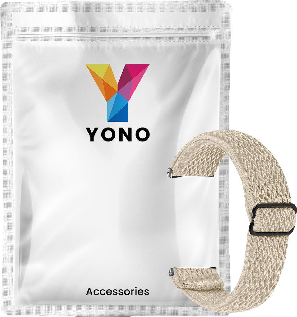 YONO Nylon Stretch Bandje geschikt voor Fitbit Versa 4 / Sense 2 - Vervangende Stoffen Armband - Champagne