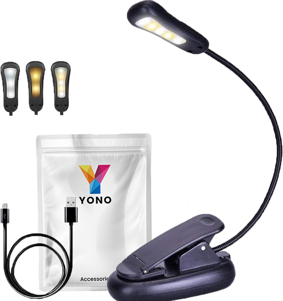 YONO Leeslampje voor Boek - Leeslamp Slaapkamer met Dimfunctie – Klemlamp – Bedlamp – Zwart