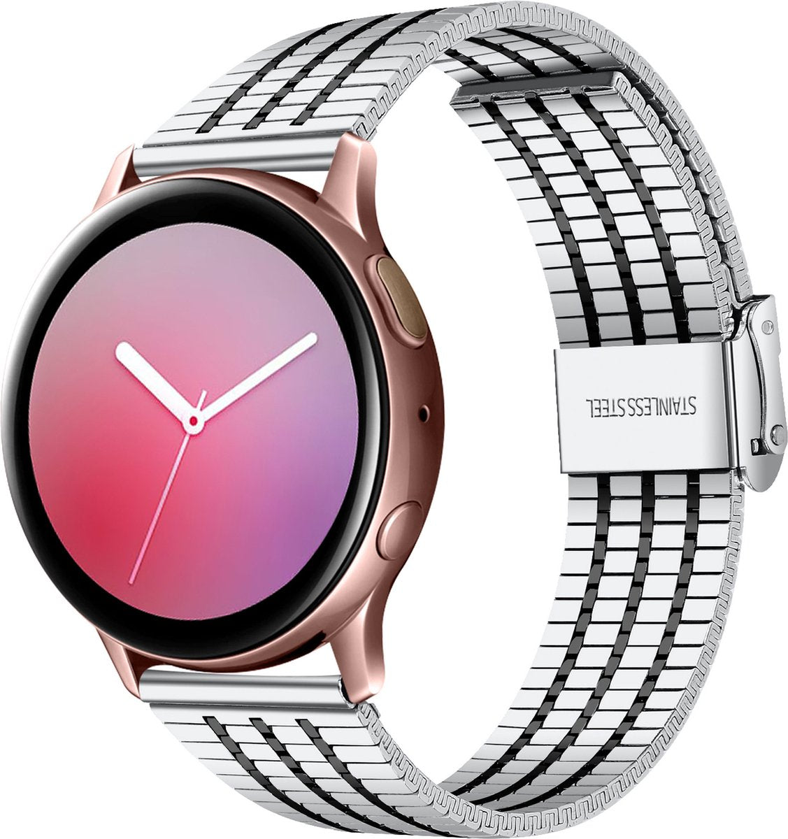 YONO Miami Schakel Bandje 22mm - Horlogebandje geschikt voor Samsung Galaxy Watch 46mm / 3 (45mm) / Gear s3 - Polar Vantage M2 / Grit X - Huawei Watch GT 3 (pro) / 2 - Amazfit GTR - Zilver / Zwart