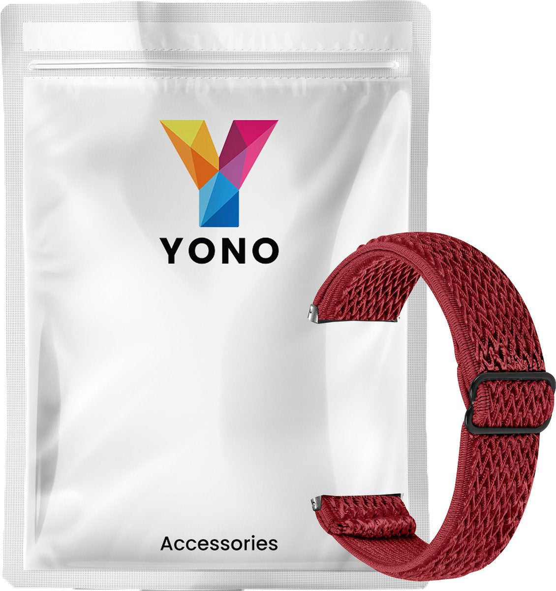 YONO Nylon Stretch Bandje geschikt voor Fitbit Versa 4 / Sense 2 - Vervangende Stoffen Armband - Rood