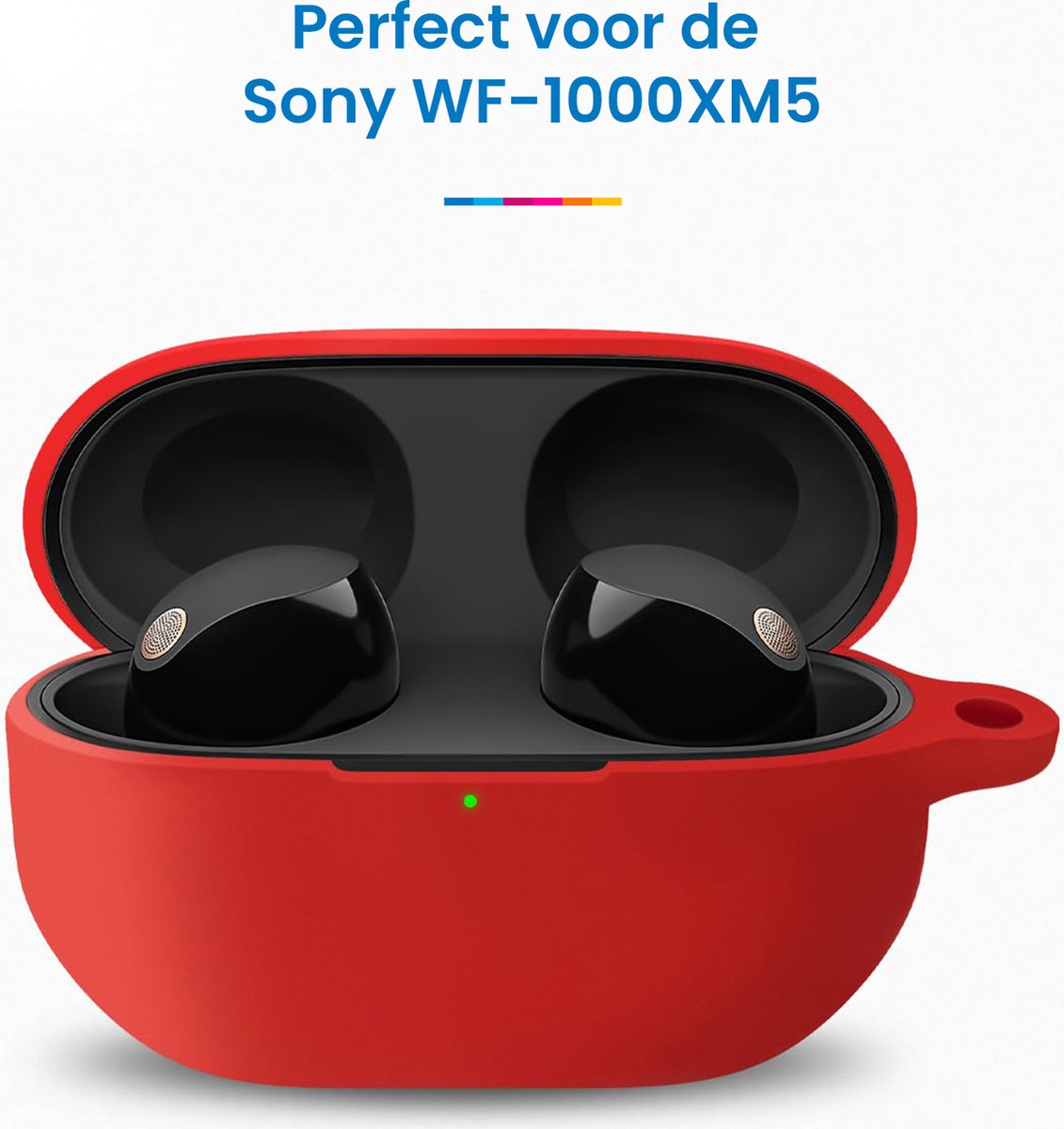 YONO Soft Case geschikt voor Sony WF-1000XM5 - Hoesje met Clip - Rood