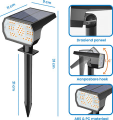 YONO Solar Tuinspots voor Buiten - Tuinverlichting op Zonne Energie - Prikspots - Warm Wit - 2 Stuks