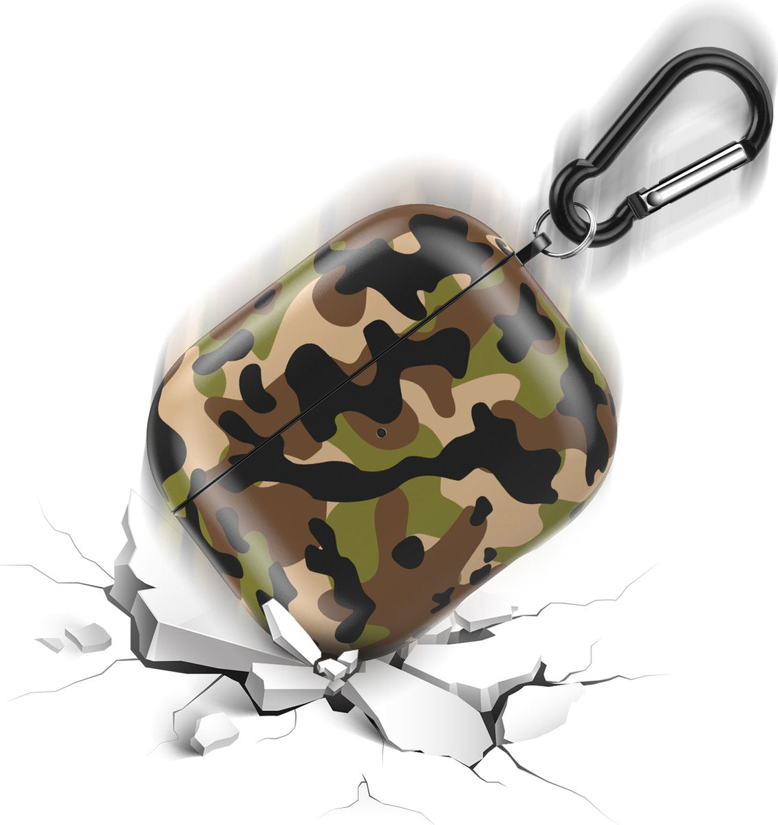 YONO Special Design Hoesje geschikt voor Apple Airpods 3 - Hard Case met Clip - Camouflage